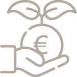 Hand hält Apfel mit Eurozeichen