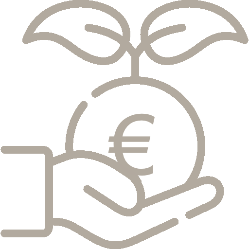 Hand hält Apfel mit Eurozeichen